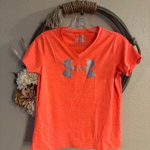 Under Armour Orange Youth Medium V-Neck T-Shirt 7/8